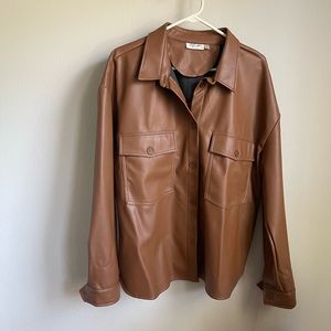 RD Style Faux Leather Oversized Shirt